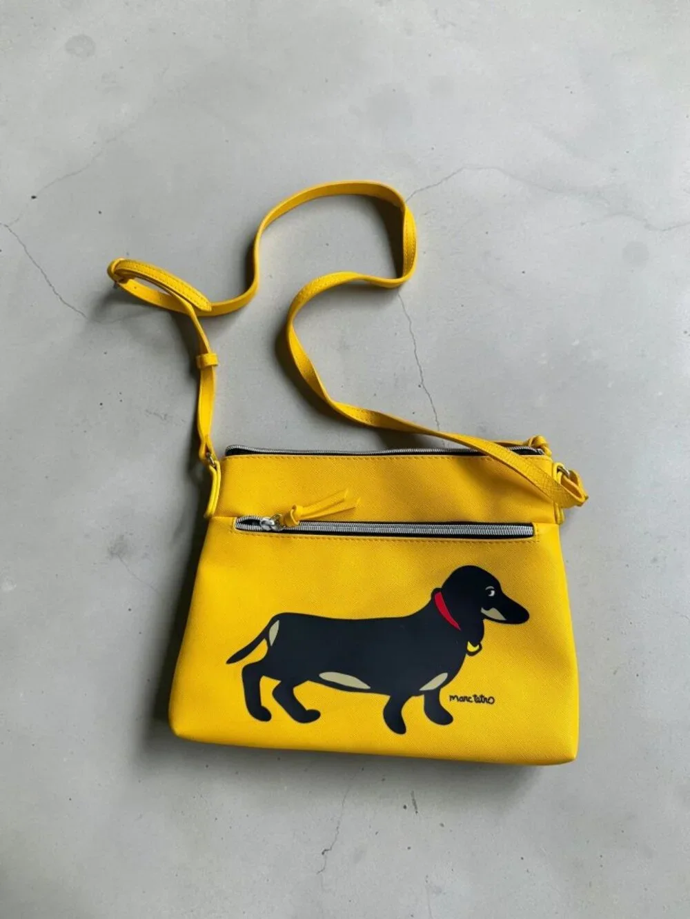 MARC TETRO yellow Dachshund Crossbody Handbag Bag